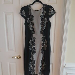 Betsey Johnson Black Sheath Midi Dress with Crew Neck